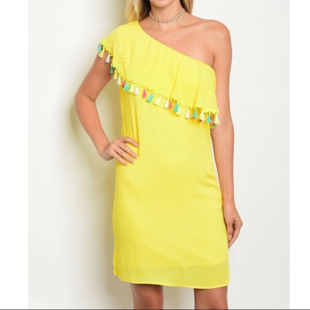 One Shoulder Tassel Dress